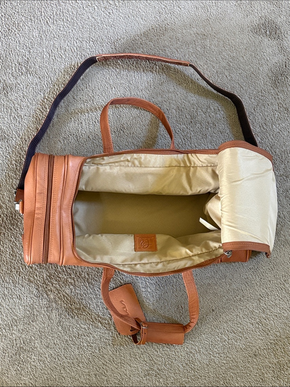 Tan Leather Duffle Bag - Travel Weekender - Picture 5 of 14